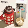 thumbnail image 4 of Sidagar 32 oz Stainless Steel Insulated Water Bottle with Straw and Handle, Leakproof, Red Polka Dot, 4 of 10
