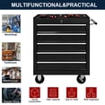 thumbnail image 6 of Tool Chest,5 Drawers Multifunctional Tool Cart with Wheels,Metal Rolling Tool Cart Storage for Garage Workshop Warehouse Repair Shop,Black, 6 of 7