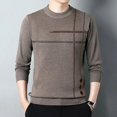 thumbnail image 2 of Pull Chaud pour Hommes d'Âge Moyen Automne Hiver Simple Tempérament Jacquard Uni Filetage Col Rond Haut Tricoté, 2 of 5
