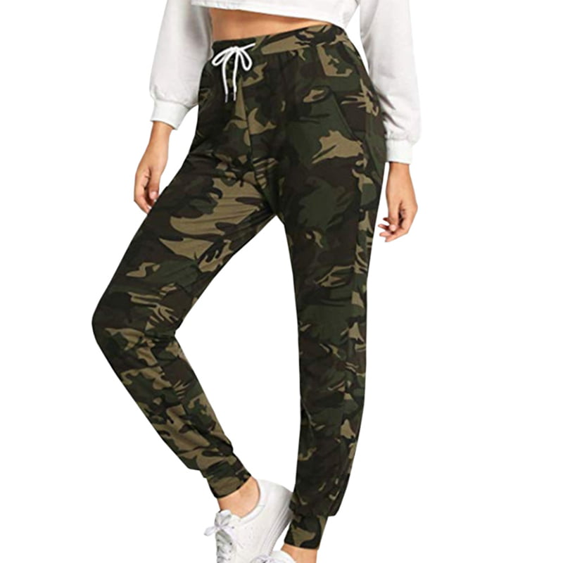 Energy Womens Girls Stylish Military Camo Standard-fit Outdoor Pencil Trousers 