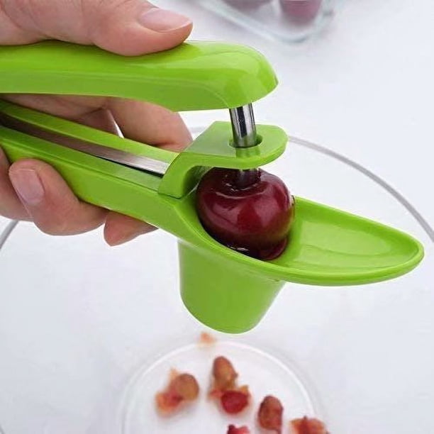 Dénoyauteur Cerises & Olives Qiwenr – Vert – Outil Rapide & Facile Pour Retirer Noyaux – ABS + Acier Inox
