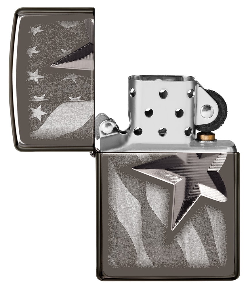Zippo Armor Retro Star Black Ice Pocket Lighter