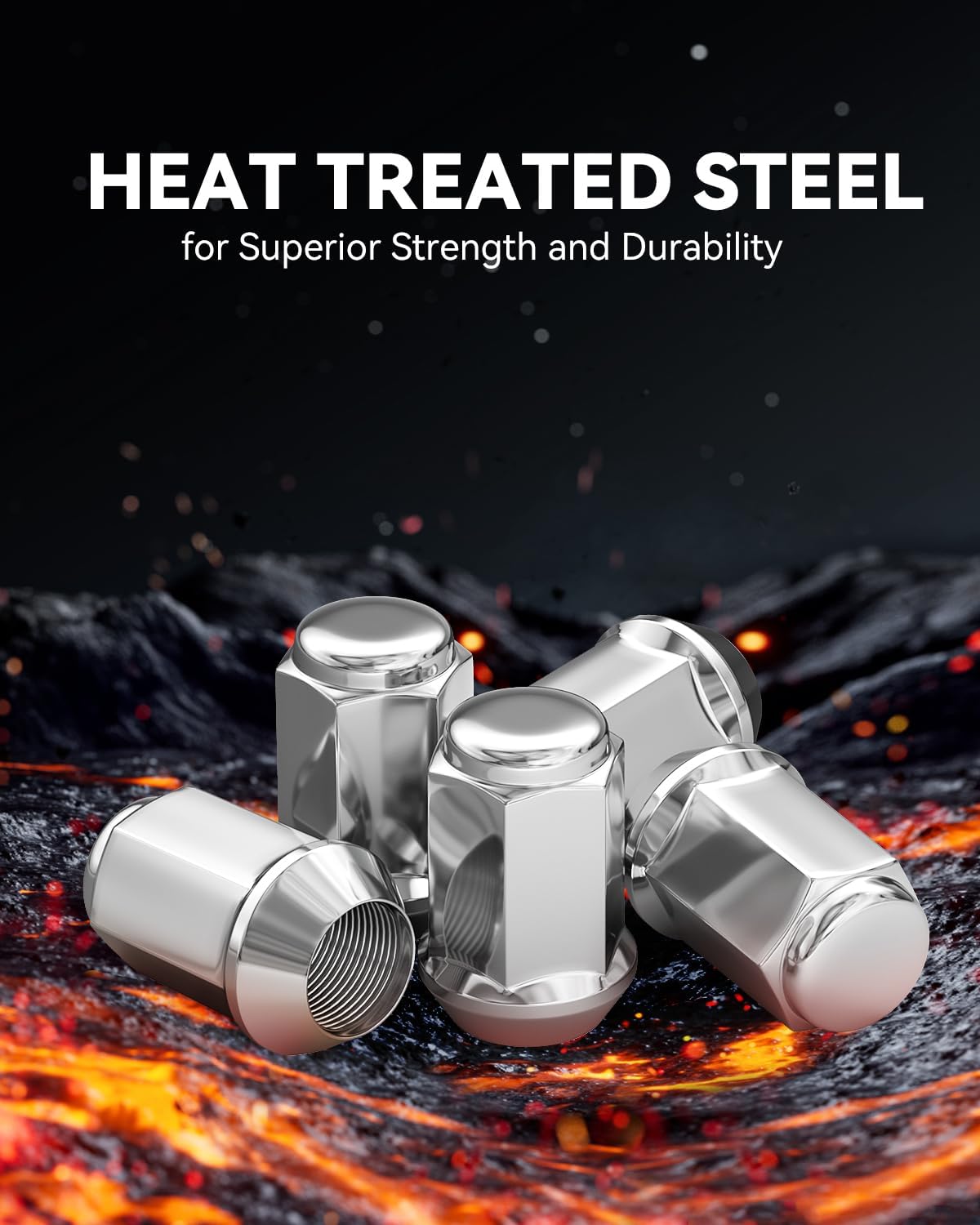 1/2x20 Lug Nuts 20pcs, Chrome 1/2''-20 Closed End Bulge Acorn Lug Nuts Set, 1.38" Tall 3/4" Hex One-Piece Solid Chrome OEM Factory Style Large Acorn Seat Wheel Nuts