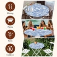 thumbnail image 6 of Blue Ocean Waves Round Tablecloth 45-54 Inch Round Fitted Table Cloth with Elastic Edge, Abstract Art Moire Seaside Waterproof Table Cover Protector for Outdoor Picnic Party Dining, 6 of 6
