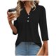 thumbnail image 3 of Tops de Color Sólido para las Mujeres Casual Tres Cuartos de Manga Cuello en V Suelta Camiseta Top Blusas para Uso Diario Y de Fiesta, 3 of 5