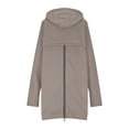 thumbnail image 5 of DHFJKG Womens Zip Up Long Hoodies Solid Color Mid-Length Hooded Jacket With Pockets Winter Leisure Coat, 5 of 6