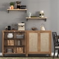 thumbnail image 6 of Surmoby 34.3" Rattan Sideboard Buffet Cabinet Set of 2, Boho Sideboard Storage Cabinet with Doors Farmhouse Kitchen Buffet Credenza, Liquor Cabinet Accent Cabinet,Natural Oak, 6 of 7