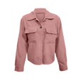 thumbnail image 4 of SAATLERI Womens Shirts Fashion Cropped Corduroy Shacket Jacket Turn Down Collar Button Down Long Sleeve Crop Shirts Jackets Tops, 4 of 4