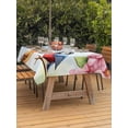 thumbnail image 4 of 52x70 Inch Outdoor Tablecloth with Umbrella Hole Zipper Rectangle Spring Floral Rectangular Tablecloths Outside Waterproof Pastoral Butterfly Birds Elegant Patio Table Cloth Cover for Picnic Party, 4 of 8