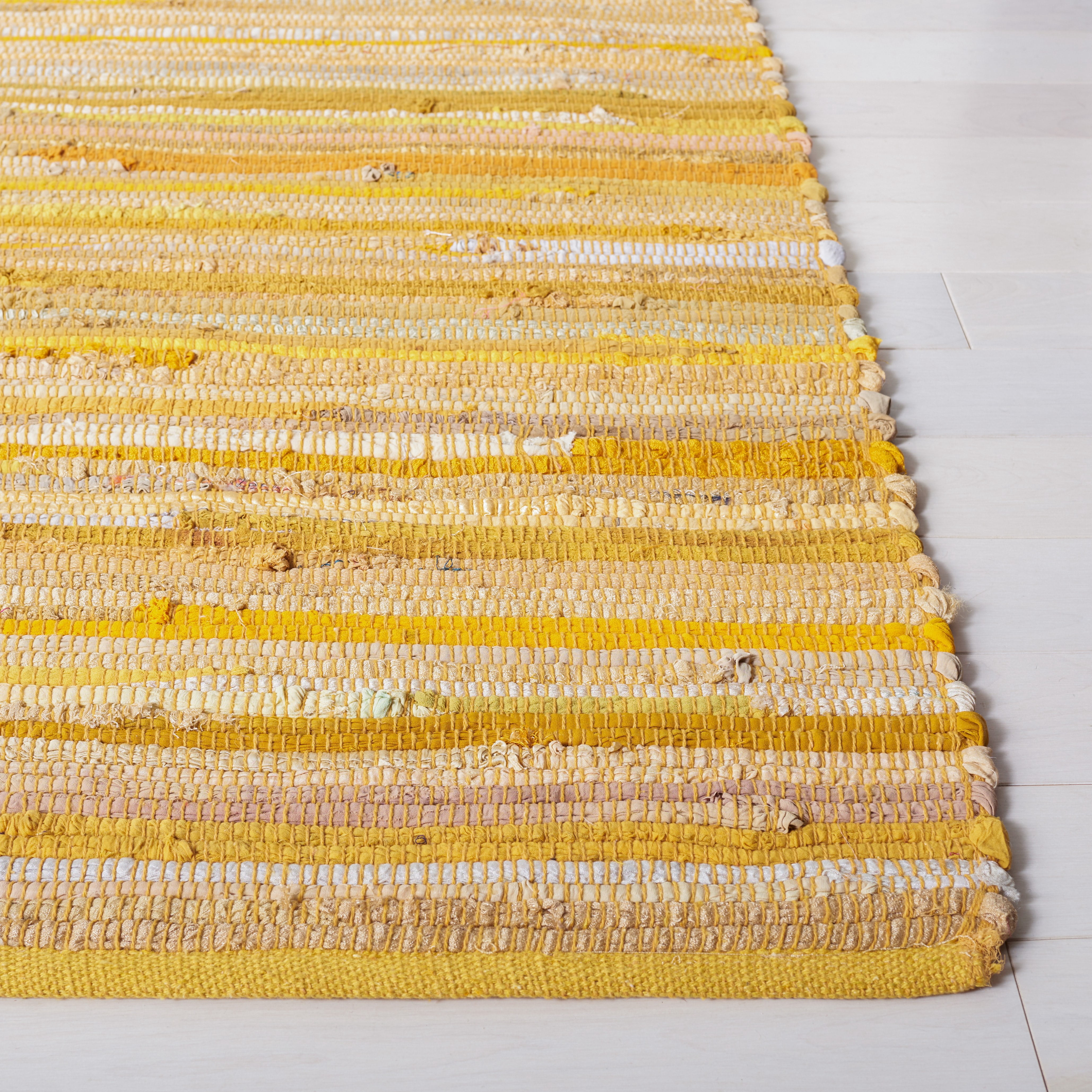 SAFAVIEH Rag Fergal Striped Cotton Area Rug, Yellow/Multi, 8' x 10'