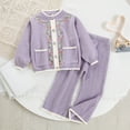 thumbnail image 5 of ITSAME Girls Outfit Set Button Down Knit Cardigan and Pants 2-Piece Fall Winter Comfy Casual Clothes Purple Size 3T, 5 of 6
