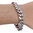 thumbnail image 3 of Hermah 11mm Mens Boys Curb Cuban Chain Bracelet Stainless Steel 8-11inch, 3 of 5