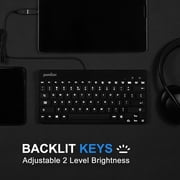 Perixx Periboard-326 - Mini Backlit USB Compact Computer Keyboard - Black
