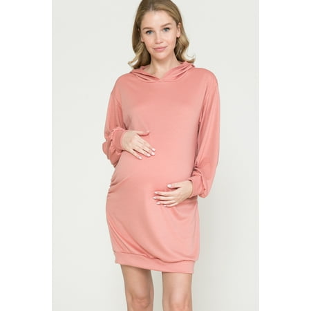 

Women s Hoodie Sweatshirt Side Ruched Maternity Dress