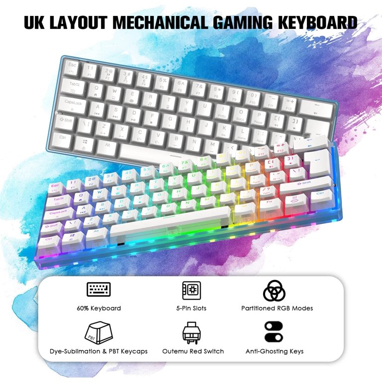 Custom Full Lube Keyboard 60% Backlit RGB Switch Akko Red 