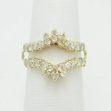 14K Yellow Gold Plated 2CT Round Cut Moissanite Enhancer Guard Wrap Insert Ring