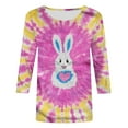 thumbnail image 4 of Cavosen Happy Easter Womens 3/4 Length Sleeve Blouses Summer Bunny Tie Dye Print Pullover Shirts Crewneck Holiday Tops Vacation Festival T Shirts Loose Dressy Fashion Tees M, 4 of 5