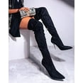 thumbnail image 2 of CAPE ROBBIN ESTELE POINTED-TOE THIGH HIGH CLEAR STILETTO BOOTS-BLACK Boots, 2 of 5