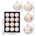 thumbnail image 3 of 12 Pack Vintage Christmas Ornaments, 8Cm Embossed Gold Shatterproof Baubles, Antique Style Hanging Tree Decor Balls for Xmas Holiday Display, White, 3 of 6