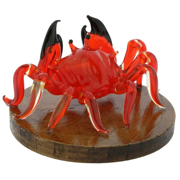 GlassOfVenice Murano Glass Crab on a Base - Red