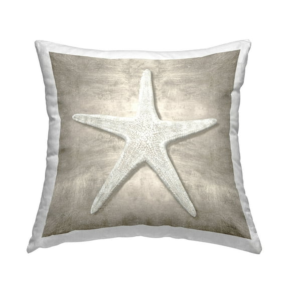 Stupell Industries Grey Detailed Starfish Decorative Printed Throw Pillow Design by Amber Sterling