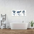 thumbnail image 5 of 3 Piece Canvas Wall Art Navy Flower Painting Art Prints Blue Floral With Butterfly Picture Artwork Modern Bedroom Bathroom Wall Decor Framed Ready to Hang Each Panel 12x16 Inches, 5 of 6