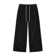 thumbnail image 5 of ZHYou No Boundarie Women's Casual Fleece Pants High Drawstring Waist Wide Leg Thick Warm Winter Loungewear Loose Sweatpants with Pockets,Black,Size XL, 5 of 8