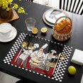 thumbnail image 3 of Chef Placemats Set of 12, Cartoon Cute Watercolor Cooking Black Plaid Placemats for Dining Table, Place Mats for Kitchen Tabletop, Waterproof Wipeable Dining Table Mats Set, 3 of 9