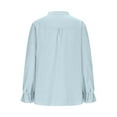 thumbnail image 4 of Lenpel Women's Oversized Blouses Casual V Neck Quarter Button Embroidered Ruffle Long Sleeve Shirts Loose Tunic Tops(Light Blue,XX-Large), 4 of 6