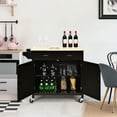 thumbnail image 4 of Costway Modern Rolling Kitchen Cart Island Wood Top Storage Trolley Cabinet Utility, 4 of 10