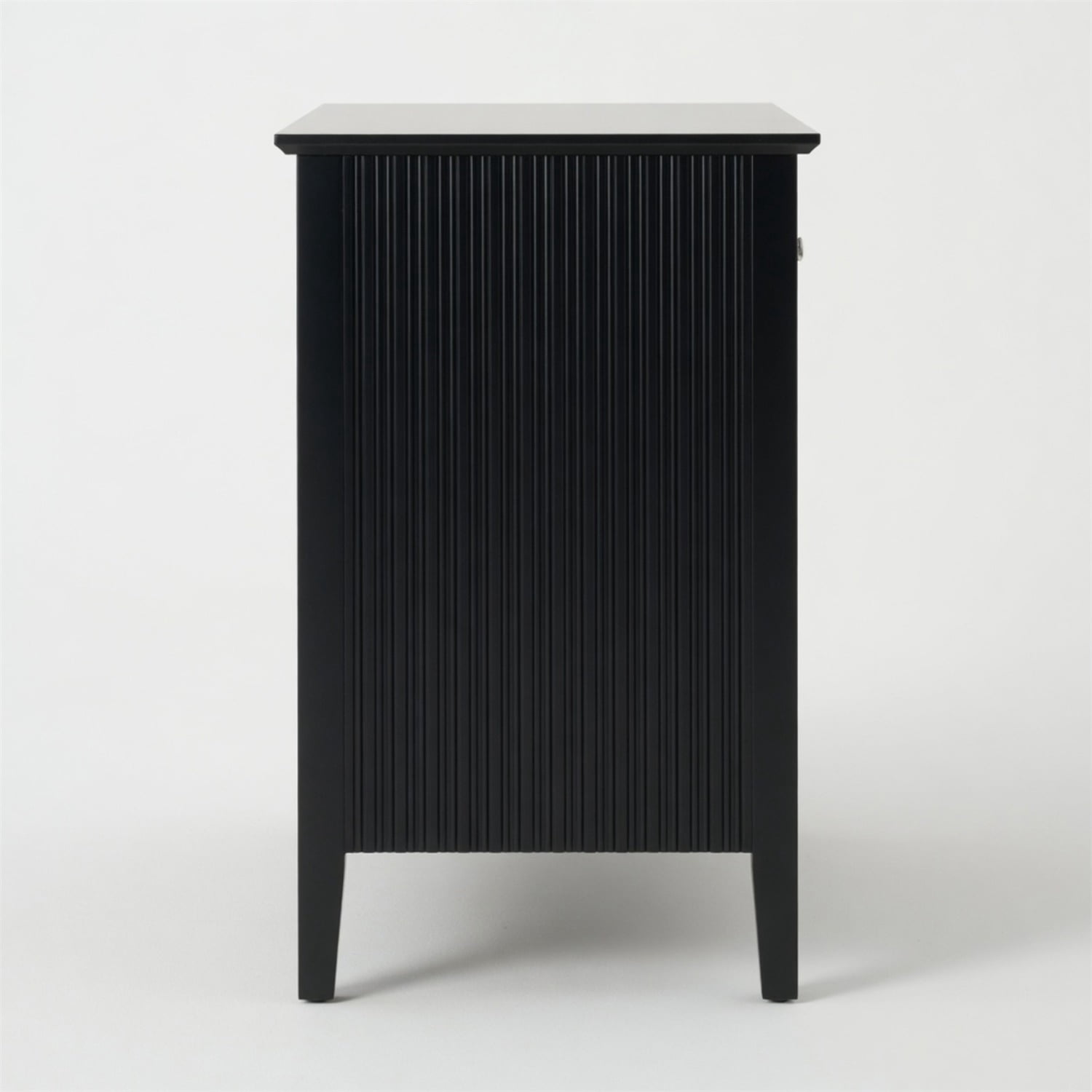 Hommoo 32"W Wooden Fluted 3-Drawer Nightstand, Large Modern Bedroom End Table, Black