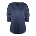 thumbnail image 4 of Tiqkatyck Women Summer Tops, Women's Fashion Short Sleeve Solid Color Loose V Neck Bat Sleeve Casual T Shirts, Shirts for Women Navy S, 4 of 6