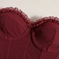 thumbnail image 5 of KHONTS,Women's Y2k Bustier Corset Tops Going out Overbust Corset Tops Sexy Strapless Lace up Boned Mesh Bustier Tops Wine S, 5 of 7