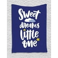 thumbnail image 1 of Sleep Tapestry, Dreams Little Calligraphy with Blue Background and Yellow Stars, Wall Hanging for Bedroom Living Room Dorm Decor, 60W X 80L Inches, Dark Blue Yellow White, by Ambesonne, 1 of 2