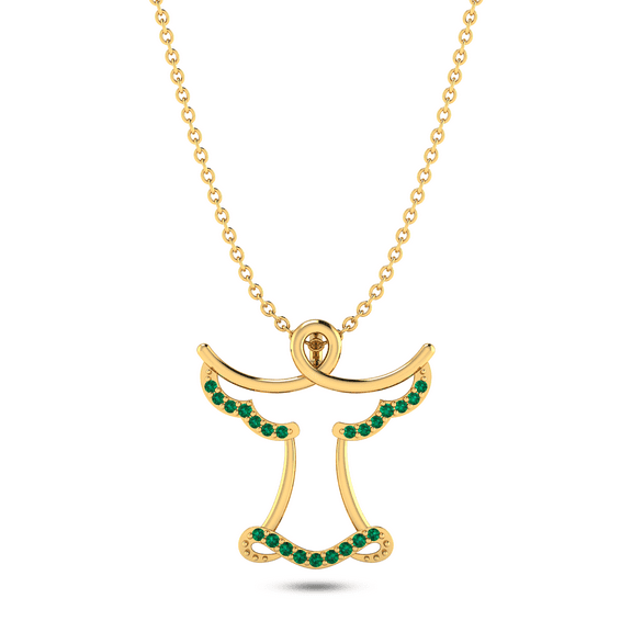 Angel Style Round Emerald Gold Plated Pendant Valentine's Day Gift For Girlfriend || Ali Baba Jewellery