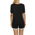 thumbnail image 3 of INSPIRE CHIC Women's Mother's Day Pajama Set Short Sleeve Tops and Shorts Lounge Nightwear with Pockets S Black, 3 of 6