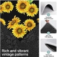 thumbnail image 3 of Black Sunflower Green Leaf Pattern Kitchen Rugs Sets Of 3,Kitchen Runner Rugs Non Skid Washable,Decorative Kitchen Floor Mats for Kitchen,Sink,Laundry,17"x30"+ 17"x47" + 17"x59", 3 of 6