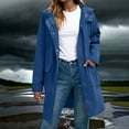 thumbnail image 2 of yardsong Raincoat Women Waterproof Long Hooded Full Zip up Rain Jacket Button Down Trench Coats Windbreaker Travel Jacket 2025 Sky Blue,S, 2 of 7