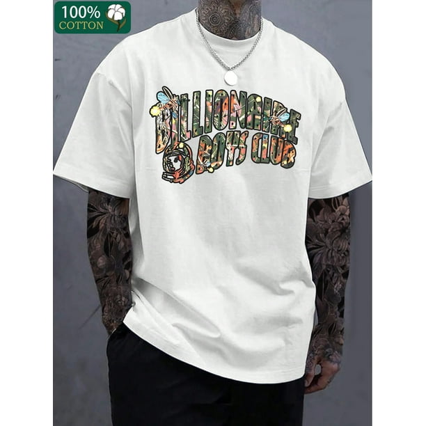 Creative fashion monogram print, boutique 220g thickened cotton T-shirt, men's fashion casual cotton T-shirt, short-sleeved crewneck T-shirt