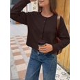 thumbnail image 2 of Women's Comfortable Solid Round Neck Loose Drop Shoulder Cardigan Sweater Top, Autumn Fashion Casual Outfit Fall, 2 of 10
