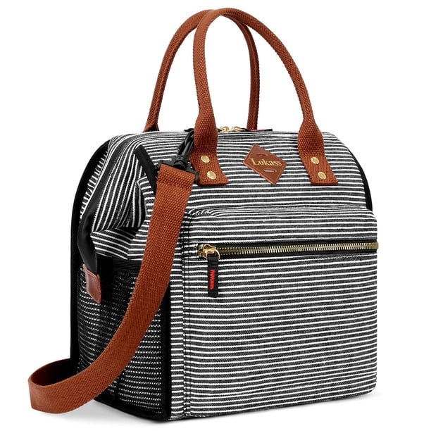 Bolsa de almuerzo LOKASS Stripes con aislamiento de 27 x 17 x 25 cm de ancho y abierta