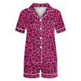 thumbnail image 4 of Simua Women's Summer Pajamas Sets Turndown Collar Print Short Sleeve Blouse and Shorts Loungewear, 4 of 5