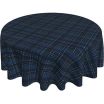 Round Tablecloth 60 Inch, Navy Blue Plaid Circle Tablecloth Durable Tablecloths Fabric Table Cloth for Kitchen Dinning Tabletop Outdoor