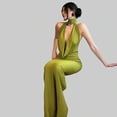 thumbnail image 2 of Black Halter Neck Maxi Dress With Draped Plunge Front And Open Back, 2 of 11