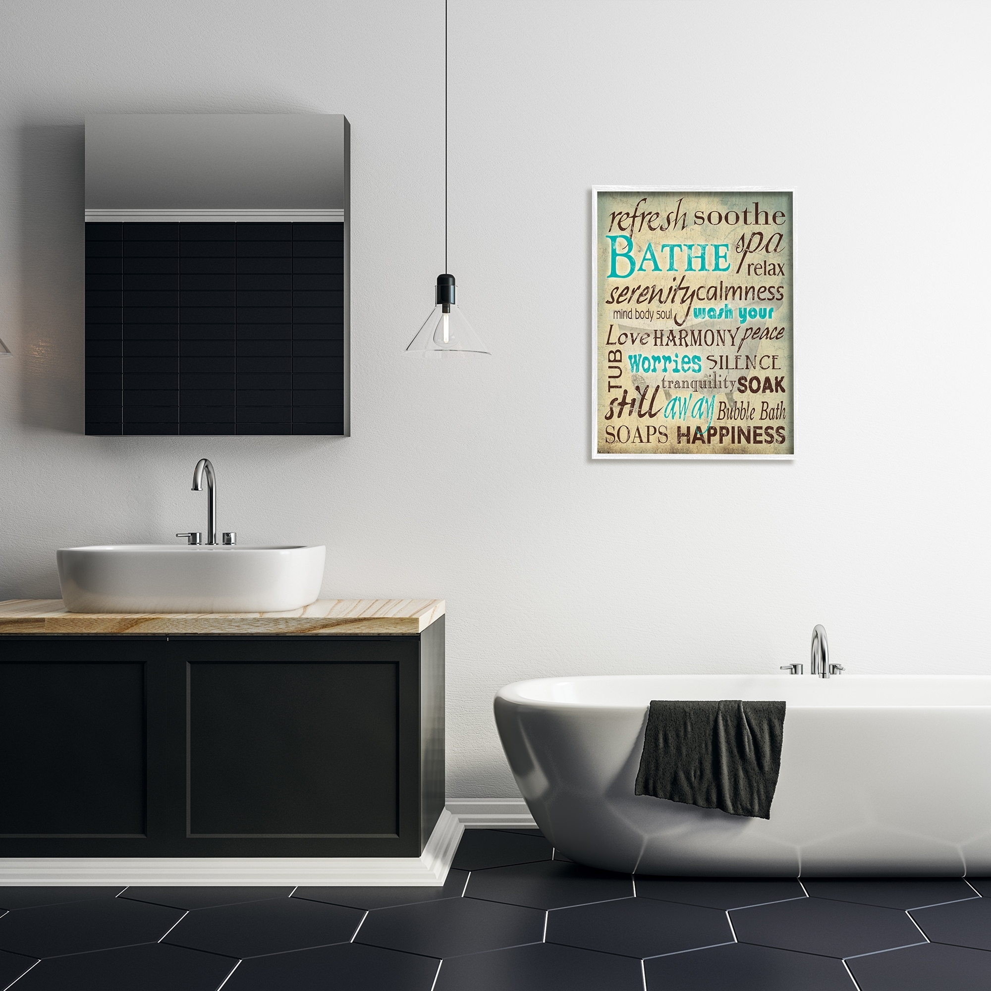 Stupell Industries Bathe Was Your Worries Typography Bathroom, 24 x 30,Design by Carole Stevens