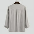 thumbnail image 4 of INCERUN Mens Long Sleeve Retro V Neck Linen Lace Up Shirts Pullover Tops, 4 of 4