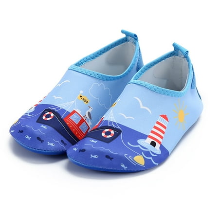 

Boys Girls Quick Drying Swim Water Shoes Kids Cartoon Beach Barefoot Shoes