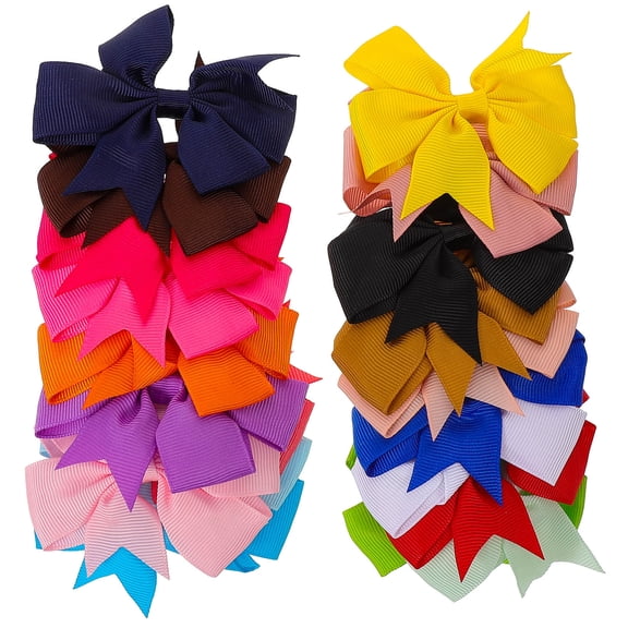 MEIBUTYUP 20 Pcs Girls Hair Bows Clips Bow Shape Assorted Colors Cute Accessories for Everyday Use and Parties