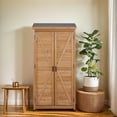 thumbnail image 6 of Outdoor Wooden Storage Shed w/Metal Roof & Vertical Tool Cabinet - Garden, Patio, Lawn, 6 of 10