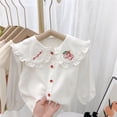 thumbnail image 2 of Coerni Toddler Girls Button Down Shirt Long Sleeve Collared Neck Summer Top Baby Casual Blouse Embroidered Fashion Clothes, 2 of 5